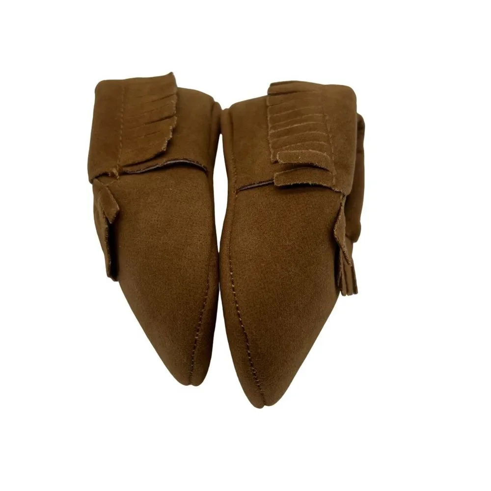 Infant Shoes Size 2 Brown Fringe 3-12 months Unbranded Faux Leather NEW